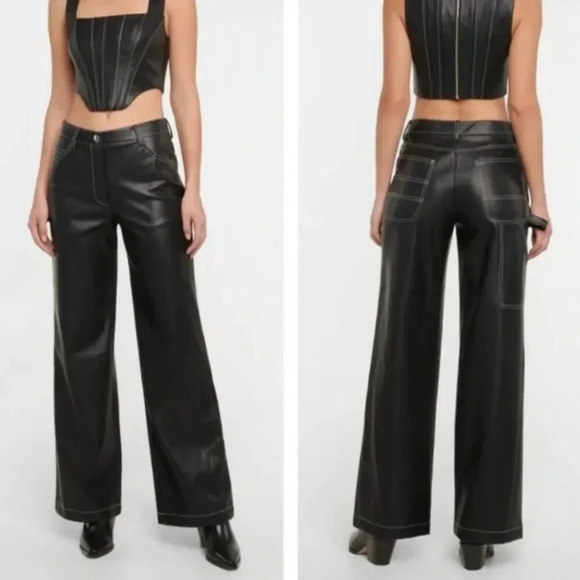 Staud Domino Vegan Leather Cargo Pants size 10 - Picture 1 of 9